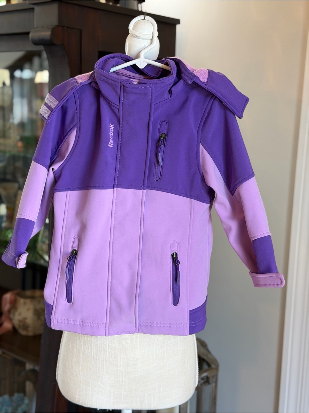 Reebok Girls' Two-Tone Purple Fleece Lined Hooded Coat. Girl’s Sz-3T Purple